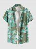 Tenue de plage hawaïenne assortie grande taille à imprimé feuilles et fleurs d'hibiscus pour couples - Vert 