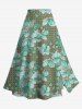 Tenue de plage hawaïenne assortie grande taille à imprimé feuilles et fleurs d'hibiscus pour couples - Vert 