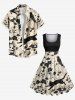 Plus Size Pumpkin Cat Butterfly Leaf Bird Print Halloween 1950s Vintage Swing A Line Dress -  