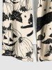 Plus Size Pumpkin Cat Butterfly Leaf Bird Print Halloween Button Pocket Shirt For Men -  