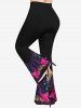 Pantalon évasé grande taille motif arbre à chat sorcier, feu et flammes pour Halloween - Noir 3X