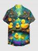 Chemise boutonnée Halloween grande taille à imprimé citrouille et canards pour homme - Bleu Ciel 5XL