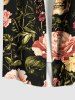 Plus Size Skull Flower Leaf Print Hawaii Button Pocket Shirt For Men -  