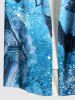 Plus Size Medieval Retro Style Bat Pillar Moon Underwater Vortex Print Halloween Button Pocket Shirt For Men -  