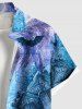 Plus Size Medieval Retro Style Bat Pillar Moon Underwater Vortex Print Halloween Button Pocket Shirt For Men -  