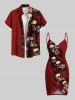 Plus Size Skull Hibiscus Flower Leaf Print Halloween Convertible Beach Cover Up -  