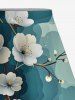 Plus Size Ombre Watercolor Flower Branch Print Hawaii Split A Line Skirt -  