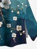 Plus Size Ombre Watercolor Flower Branch Print Hawaii Split A Line Skirt -  