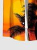 Plus Size Coconut Tree Sun Ombre Print Buttons Pocket Hawaii Shirt For Men -  