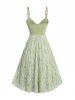 Floral Lace Panel Twist A Line Dress -  