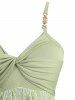 Robe trapèze torsadée à empiècements en dentelle florale - Vert clair XL