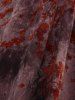 Tie Dye Flower Flocking Surplice A Line Tank Dress with Removable Belt -  