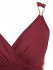 Tie Dye Flower Flocking Surplice A Line Tank Dress with Removable Belt -  