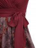Robe débardeur coupe trapèze à imprimé floral tie-dye avec ceinture amovible - Rouge foncé XXXL