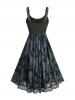 Sun Tie Dye Printed Buckle Cinched A Line Dress -  