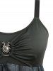 Sun Tie Dye Printed Buckle Cinched A Line Dress -  
