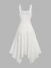 Lace-up Grommets Lace Trim Shell Buckle Ruffles Asymmetrical Tank Dress -  