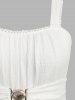 Lace-up Grommets Lace Trim Shell Buckle Ruffles Asymmetrical Tank Dress -  