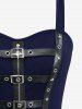 Star Zipper PU Strap Grommet Buckle Layered A Line Tank Dress -  