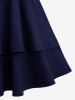 Star Zipper PU Strap Grommet Buckle Layered A Line Tank Dress -  