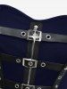 Star Zipper PU Strap Grommet Buckle Layered A Line Tank Dress -  