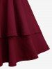 Star Zipper PU Strap Grommet Buckle Layered A Line Tank Dress -  