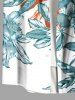 Plus Size Flowers Leaf Print Buttons Pocket Hawaii Shirt For Men -  