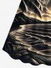 Plus Size Coconut Tree Sunset Sea Waves Print Cinched Hawaii Dress -  