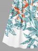 Plus Size Flowers Leaf Print Surplice Hawaii Cami Dress -  