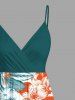 Robe camisole hawaïenne à imprimé fleurs et feuilles grande taille - Blanc 2X