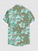 Plus Size Hibiscus Flowers Leaf Print Buttons Pocket Hawaii Shirt For Men -  