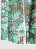 Plus Size Hibiscus Flowers Leaf Print Buttons Pocket Hawaii Shirt For Men -  