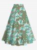 Plus Size Hibiscus Flowers Leaf Print Split Hawaii Skirt -  