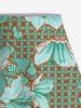 Plus Size Hibiscus Flowers Leaf Print Split Hawaii Skirt -  