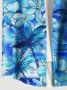 Plus Size Coconut Tree Hibiscus Flowers Tie Dye Print Buttons Pocket Hawaii Shirt For Men -  