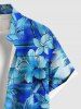 Plus Size Coconut Tree Hibiscus Flowers Tie Dye Print Buttons Pocket Hawaii Shirt For Men -  