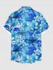 Plus Size Coconut Tree Hibiscus Flowers Tie Dye Print Buttons Pocket Hawaii Shirt For Men -  