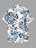Plus Size Flowers Leaf Print Buttons Pocket Hawaii Shirt For Men -  