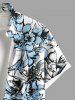 Plus Size Flowers Leaf Print Buttons Pocket Hawaii Shirt For Men - Blanc 3XL