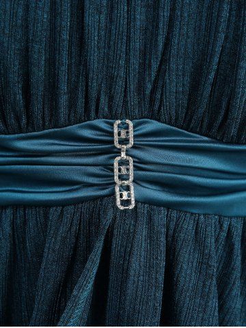 Ruched Chains Panel Silk Waist Tank Top and Rose Lace Braid Hollow Out Flare Pants Plus Size Outfit