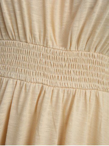 Elastic Waist Ruched Bust Top and Lace Up Contrast Godet Hem Flare Pants Plus Size Outfit