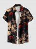 Halloween Rose Flower Bat Dark Style Print Plus Size Matching Outfit For Couples - café 