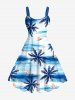 Coconut Tree Sea Waves Boat Print Plus Size Matching Hawaii Beach Outfit For Couples -  