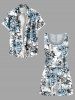 Matching Hawaii Shirt and Romper Plus Size Beach Outfit Flowers Leaf Printed for Couples -  