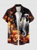 Halloween Pumpkin Lantern Ghost Candle Print Plus Size Matching Outfit For Couples -  