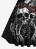 Halloween Skull Skeleton Claw Rose Flowers Print Plus Size Matching Outfit For Couples -  