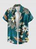 Matching Hawaii Shirt and Romper Plus Size Beach Outfit Tropical Leaf Flower Tree Print For Couples -  