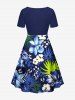 Hibiscus Flowers Tropical Leaf Print Plus Size Matching Hawaii Beach Outfit For Couples -  