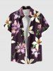 Two Tone Flower Leaf Branch Print Plus Size Matching Hawaii Beach Outfit For Couples -  
