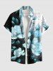 Matching Hawaii Shirt and Romper Plus Size Beach Outfit Flowers Leaf Ombre Colorblock Printed for Couples -  